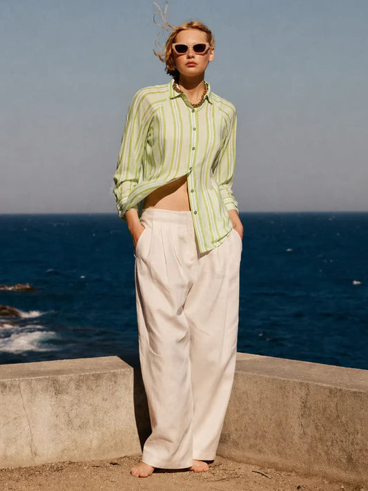 MADAME Lime Viscose-Blend Shirt